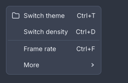 A menu of four rows: one with an icon and the accelerator Ctrl+T, two more with accelerators, a separator, and a row ending in a chevron for its submenu