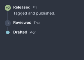 A vertical timeline of three entries, the newest at the top with a badge for its marker